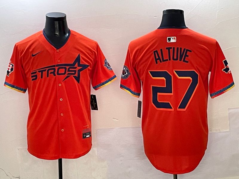 Men Houston Astros #27 Altuve Orange Fourth generation Joint Name Nike 2025 MLB Jersey style 1